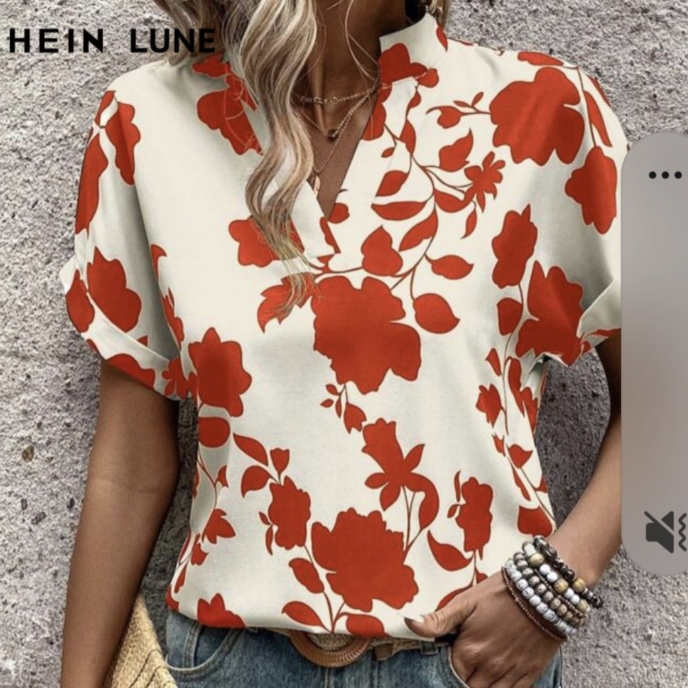 SHEIN Red Floral Blouse
